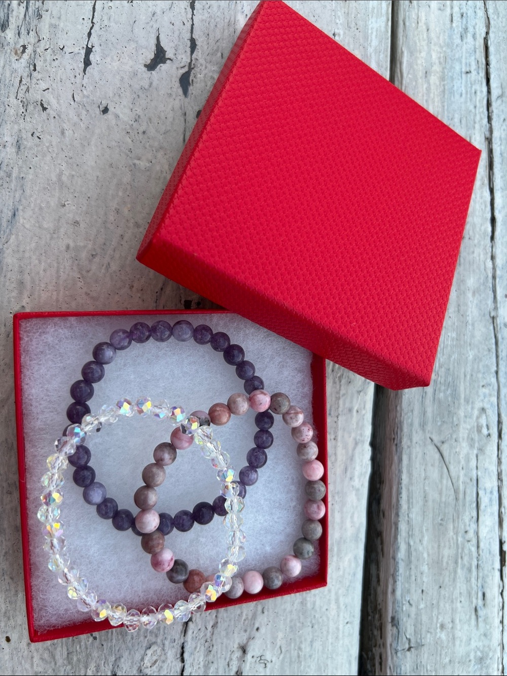 Multi-Color Gemstone and Crystal Bead Bracelet Set - Women Jewelry